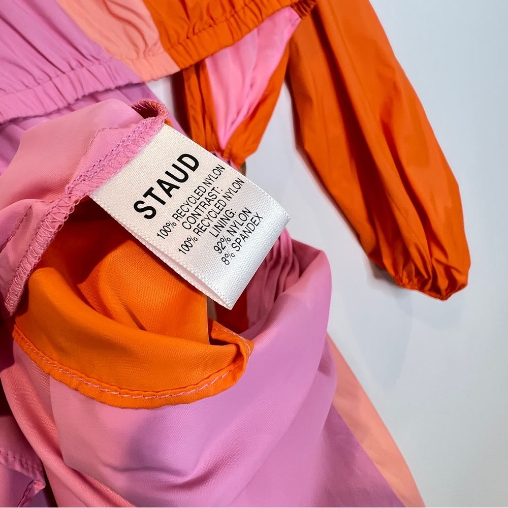 STAUD Gulf A-Line Cutout Dress Orange & Pink - Picture 11 of 14